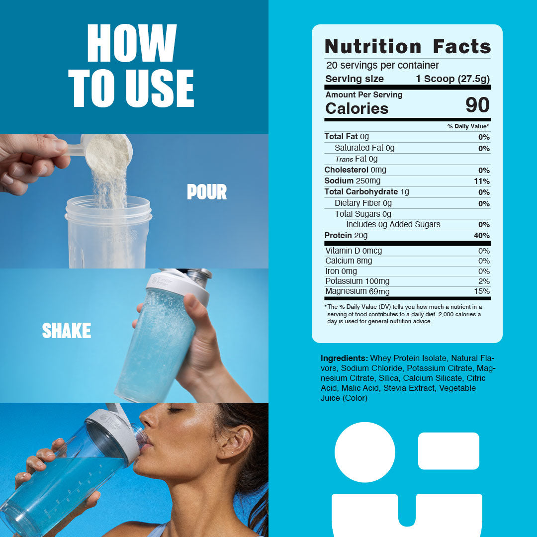 Blue Razz Clear Whey Protein Isolate Water - 20g Protein - FLYTE